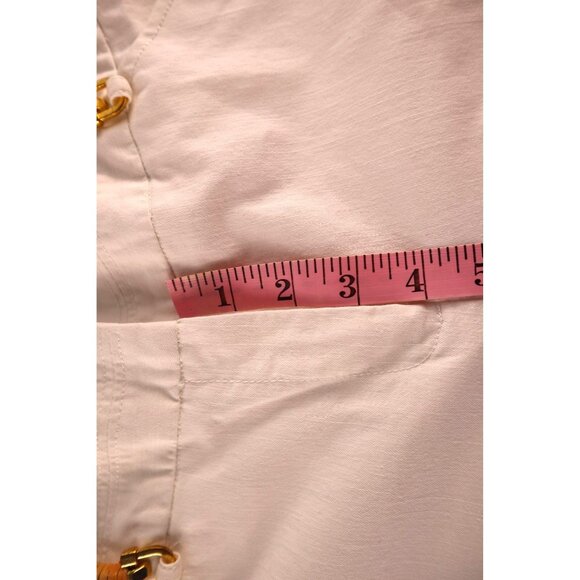 Larry Levine Size 8P Petite White Capris with Gold Buckle Details - Picture 8 of 9
